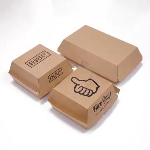 Custom Eco-Friendly Recyclable Kraft Burger Box with Embossing Printing and FDA