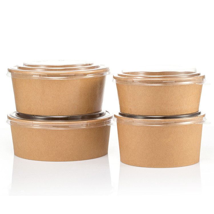 Dia 15cm 500ML 16OZ Recyclable Fast Packing Kraft Paper Bowl