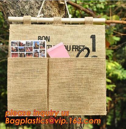 manufacturer Natural Jute canvas fabric wall hanging storage organizer carriage