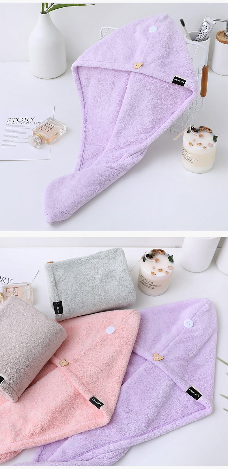 Skin-friendly Dry Hair Cap for Children Quick Absorbent and Thickened 35*75cm/70*140cm