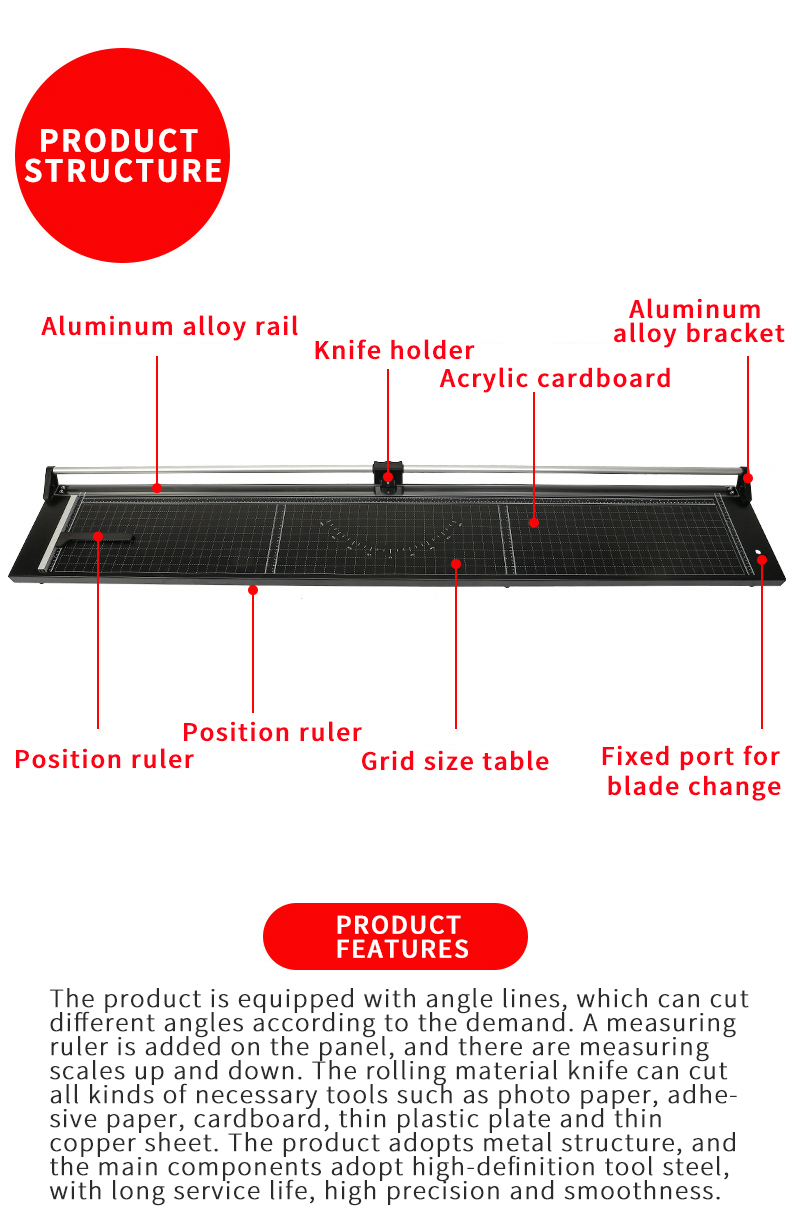 Precision Cutting Machine Manual Steel Rotary Blade Cutter 79 Inch Cutting Range