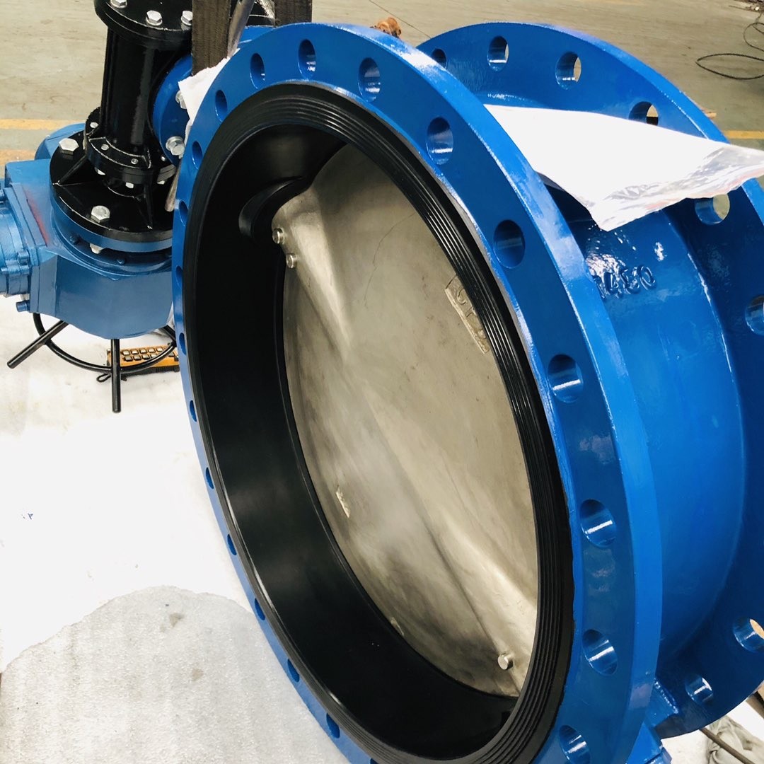 DI WCB PN16 BS EN593 Manual Double Flanged Butterfly Valve Wormgear Large size DN2200 Captop Rubber Seated