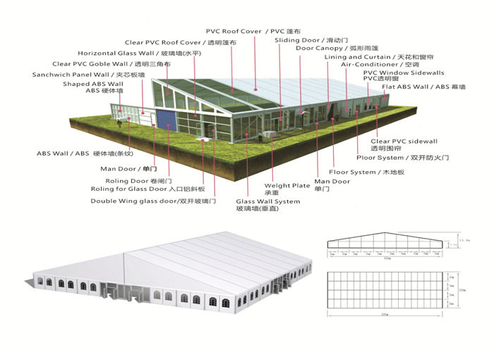 Sunshade Fabric Aluminium Frame Tent Lightweight Fabric Canopy Structures