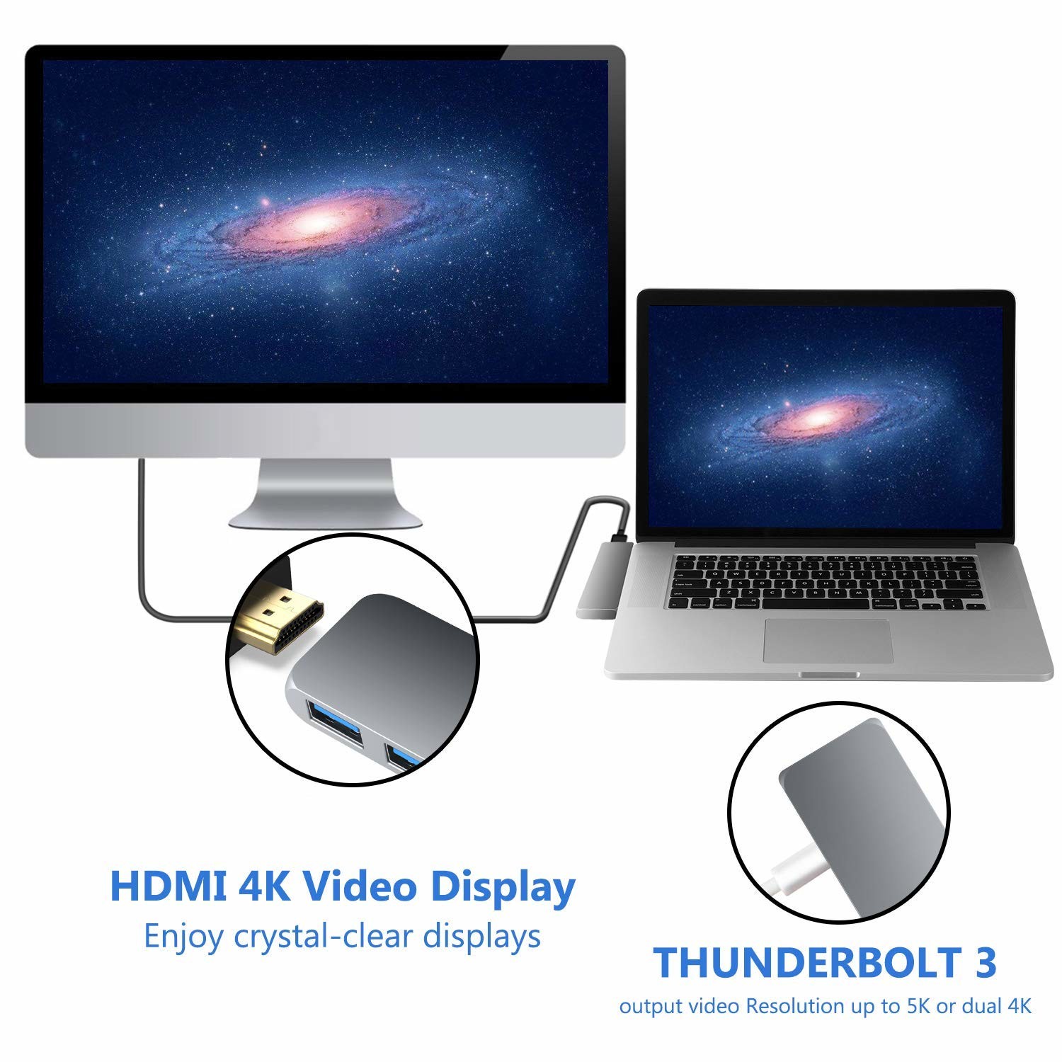 Multifunction aluminium thunderbolt 3 dual usb c to 7 in 1 combo type c interface usb-c hub for Apple