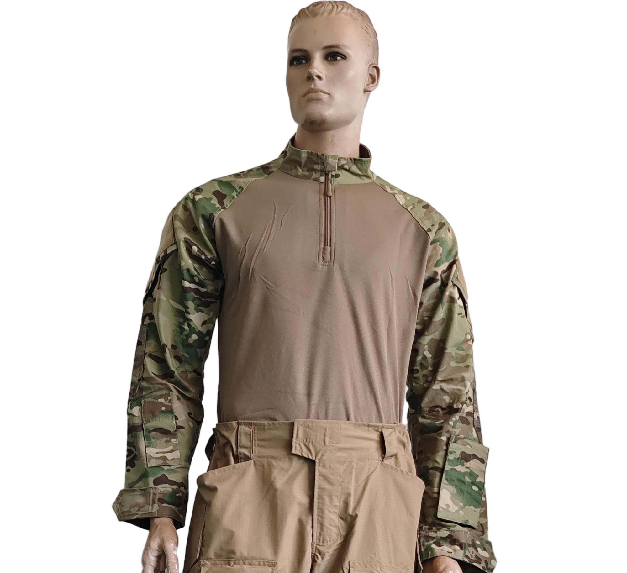 Polyester Cotton Knitted Fabric Tactical Frog Split Combat Set Ventilated Top Utility Pants