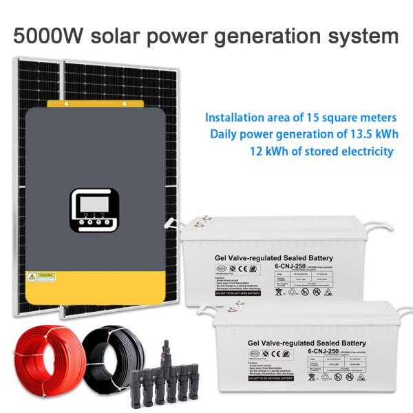 Quality High Efficiency 5KW Home Solar Power System – Off Grid Hybrid 5000W Panel Kit for sale
