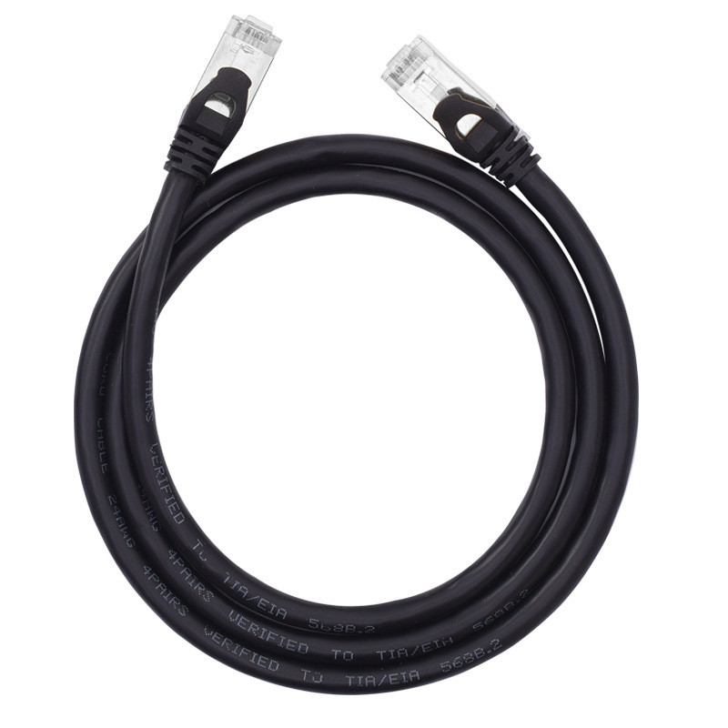 Black SFTP Cat6 Patch Cord Double Shielded 24AWG Pure Copper RJ45 Connector