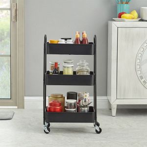 Easy Assemble Storage Trolley Carts With 2 Curved Handles