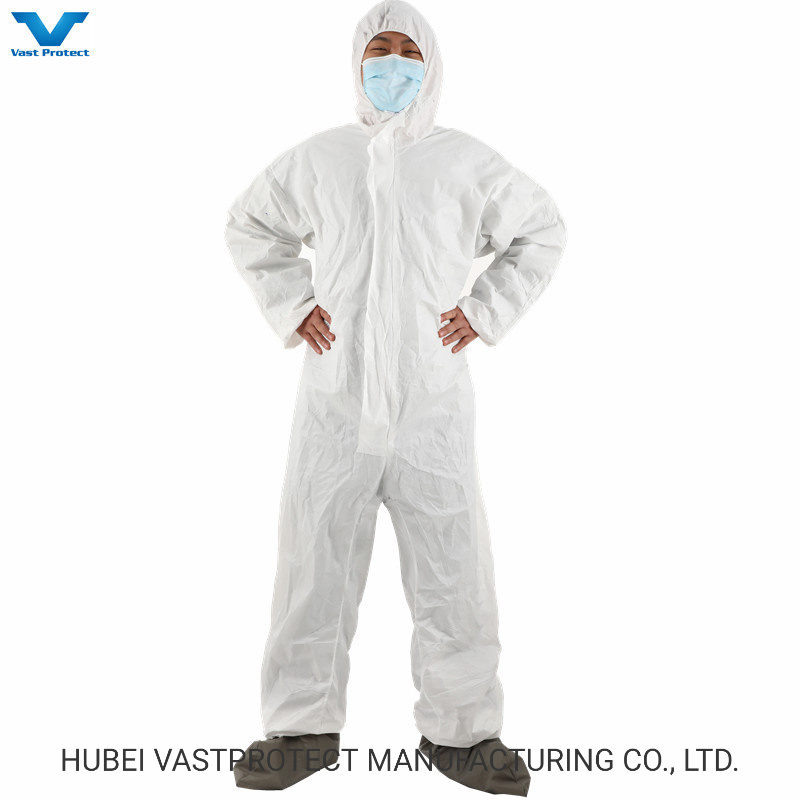 Overalls Disposable Nonwoven SMS Microporous Coveralls with Knitted Cuffs