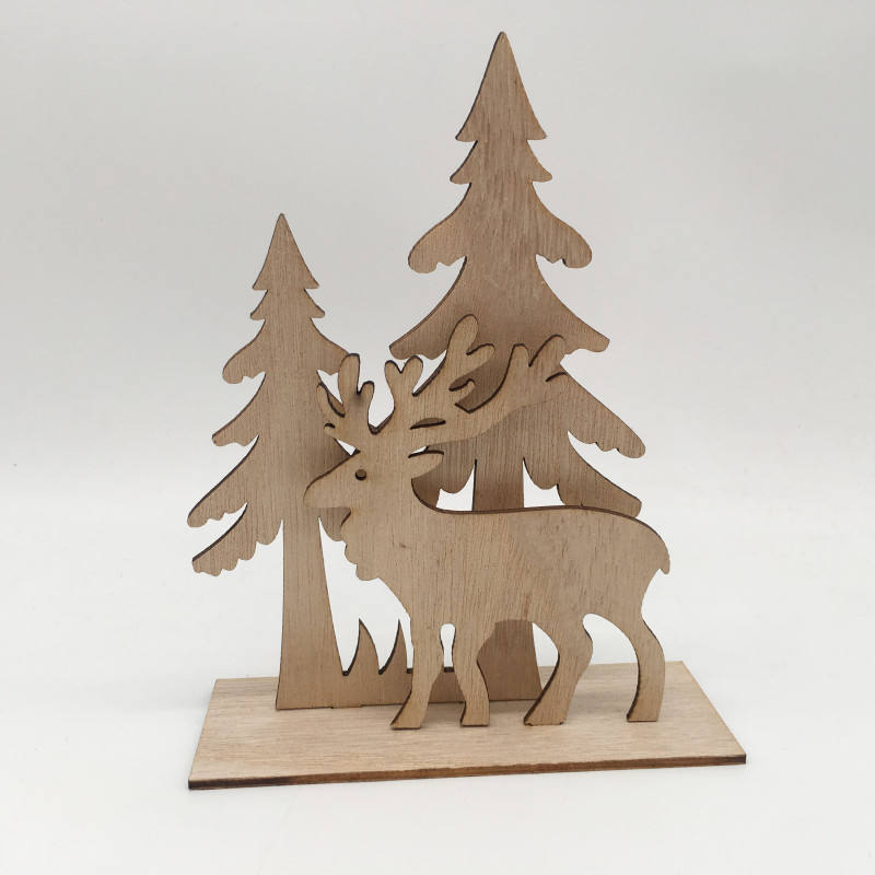 Christmas Tree Santa Elk Wooden Chips Festival Ornaments For Family Party Table Decorations