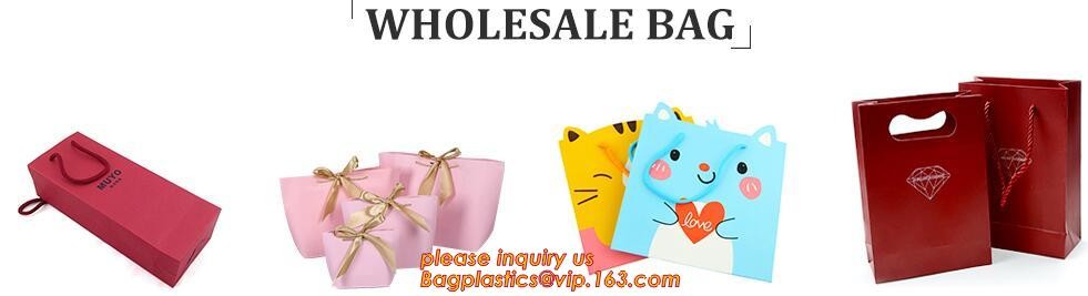 Customized Red Printed Kraft Paper Shopping Bag with Ribbon Handles and Bowknot,Kraft Paper Shopping Bag with Kinds off