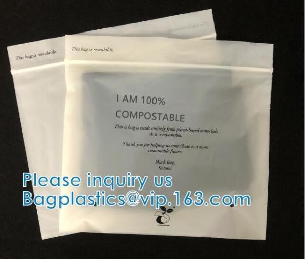 100% Biodegradable Shipping Bags, Zipper Compostable Zip Bag, PLA Corn Starch,