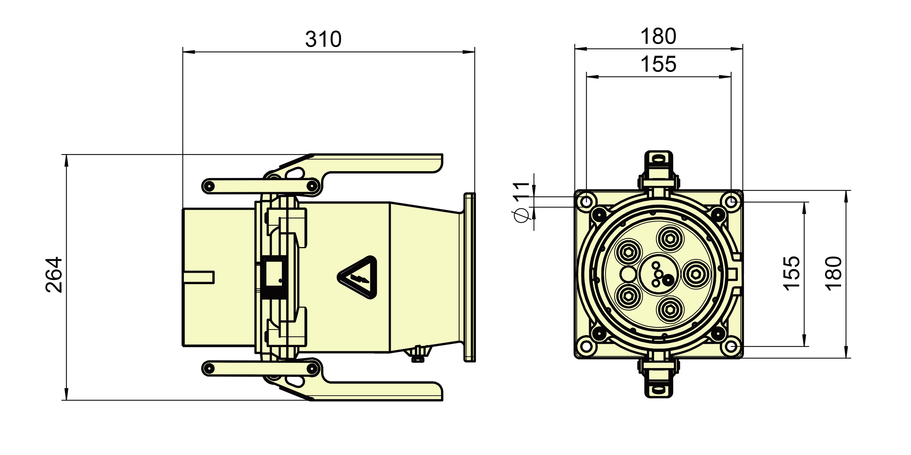 4P 400A High Current Panel Mounted Appliance Inlet Plug Part IP67 380V No. 75291