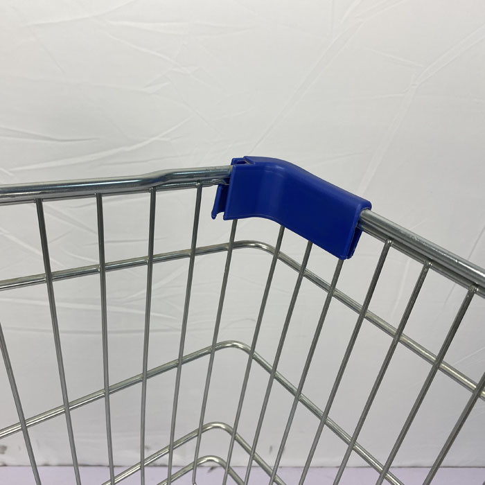 German Style 150L Large Capacity Grocery One-Stop Shopping Supermarket Steel Trolley PU Wheels With Blue Plastic Parts