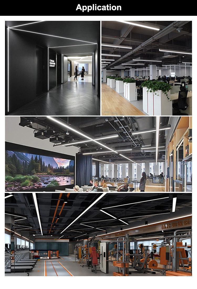 Dimmable LED Linear Light Fixture 3 Sided ength Customized For Indoor Lighting