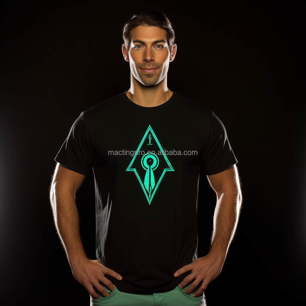 Custom Printing Cotton Reflective Tight Muscle Fit T Shirt for Men Glow in the Dark
