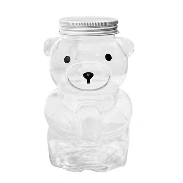 Shipping Cost Pet Base Material Creative Bear Shape Plastic Bubble Bottle with Aluminum Caps