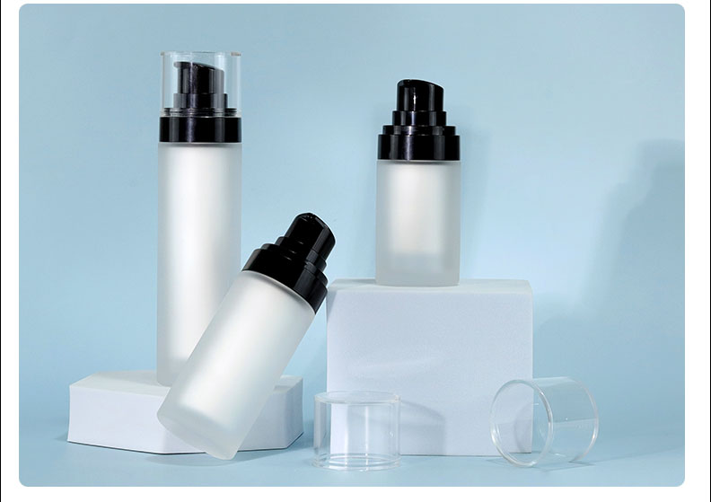Skincare Cream Pump Bottle Transparent Round PET Bottles With Cap