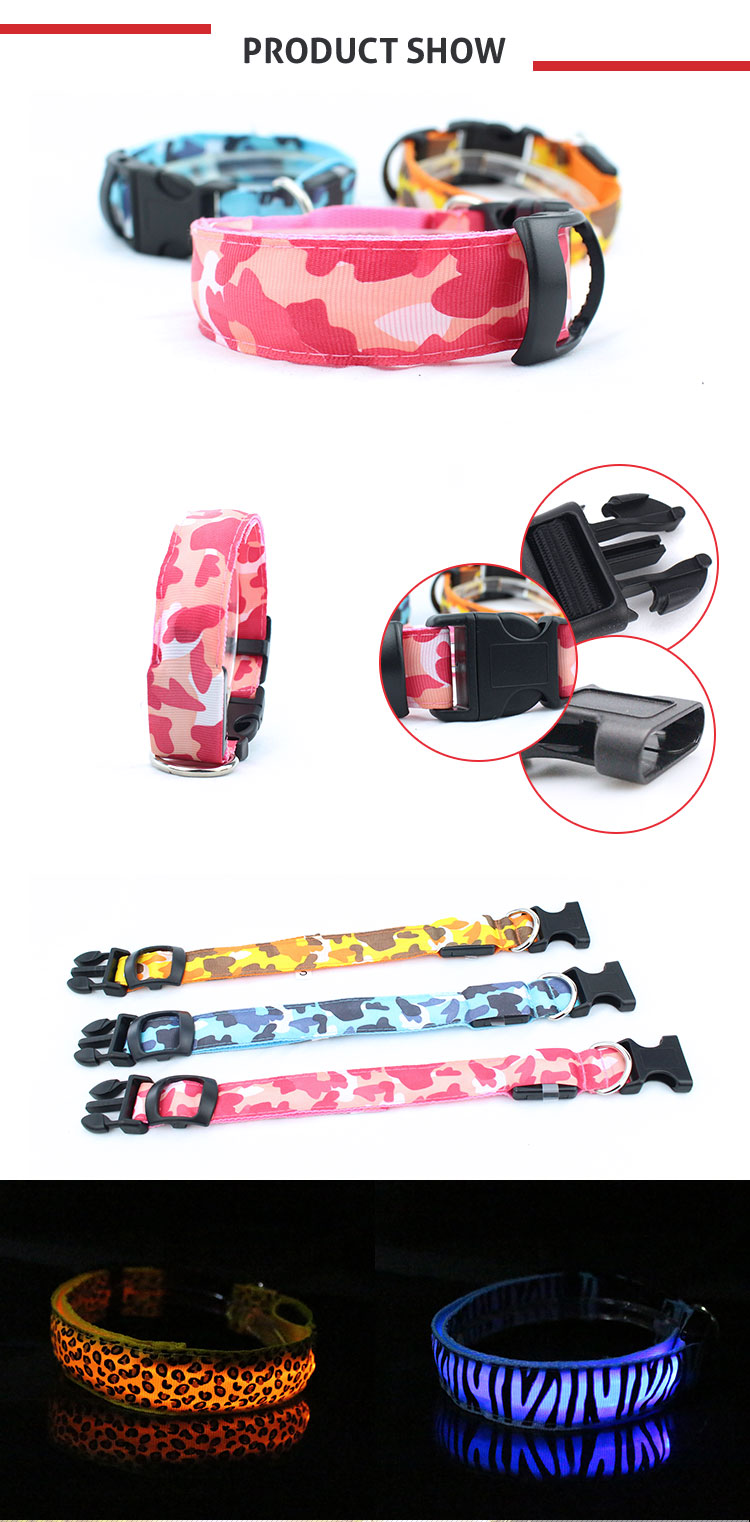 Light Up LED Dog Collar , Luminous Flashing Dog Collars For Small Dogs