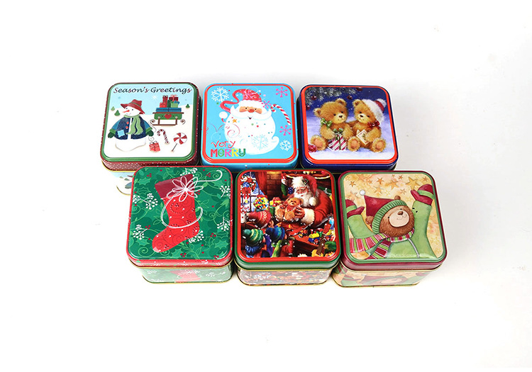 Rustproof Cookie Small Christmas Tins With Lids Thickened Lightweight