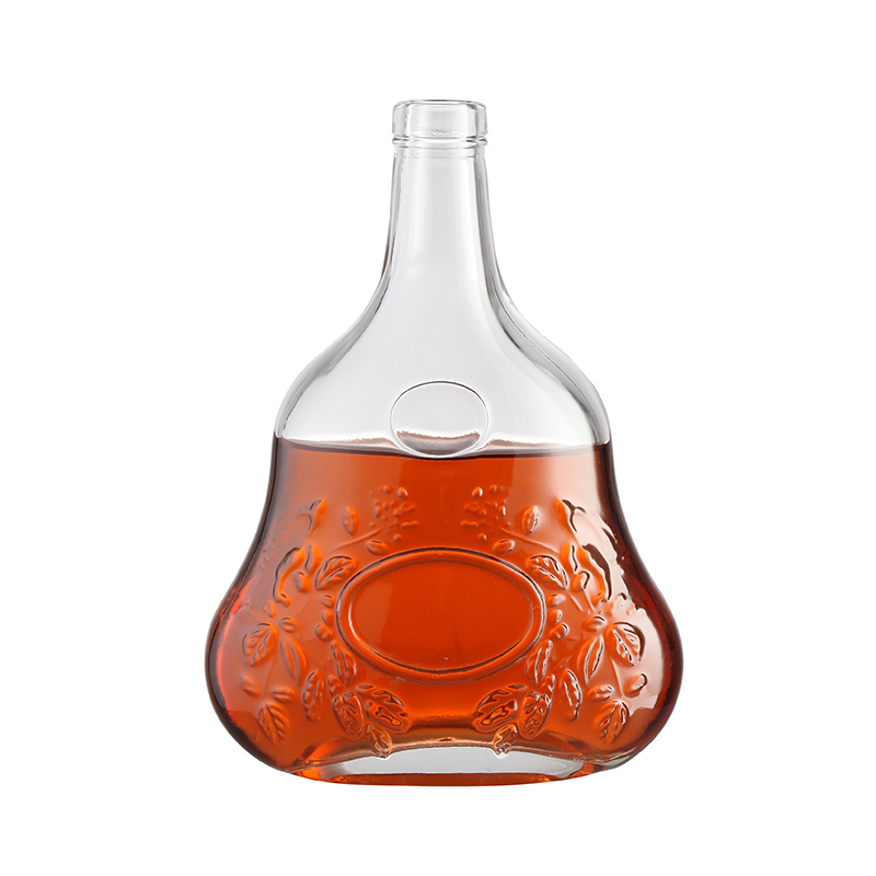 Glass Liquor Wine Whisky Bottle With Cork Lid Transparent Round Empty and Custom Size