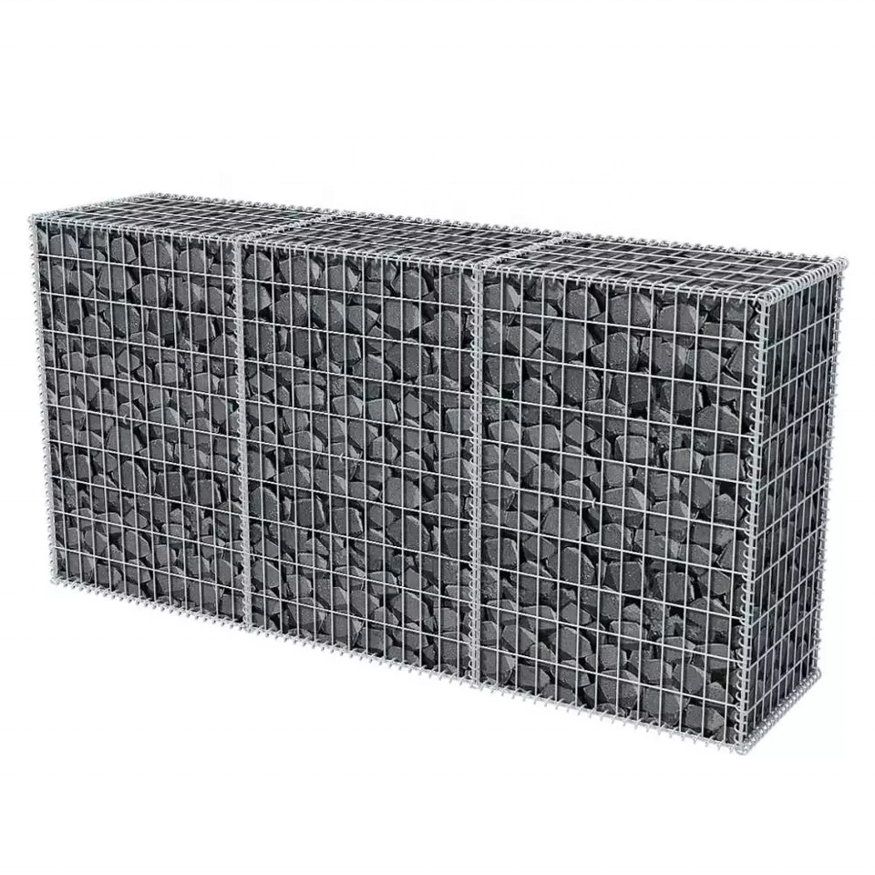 100*50*30 Aperture PVC Coated Gabion Baskets for Stones Silver Green Gray Blue Yellow