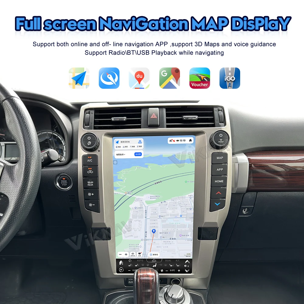 Auto Stereo Car Radio For Toyota 4Runner 2010-2023 Android Auto Carplay GPS Navigation Display Screen Multimedia player
