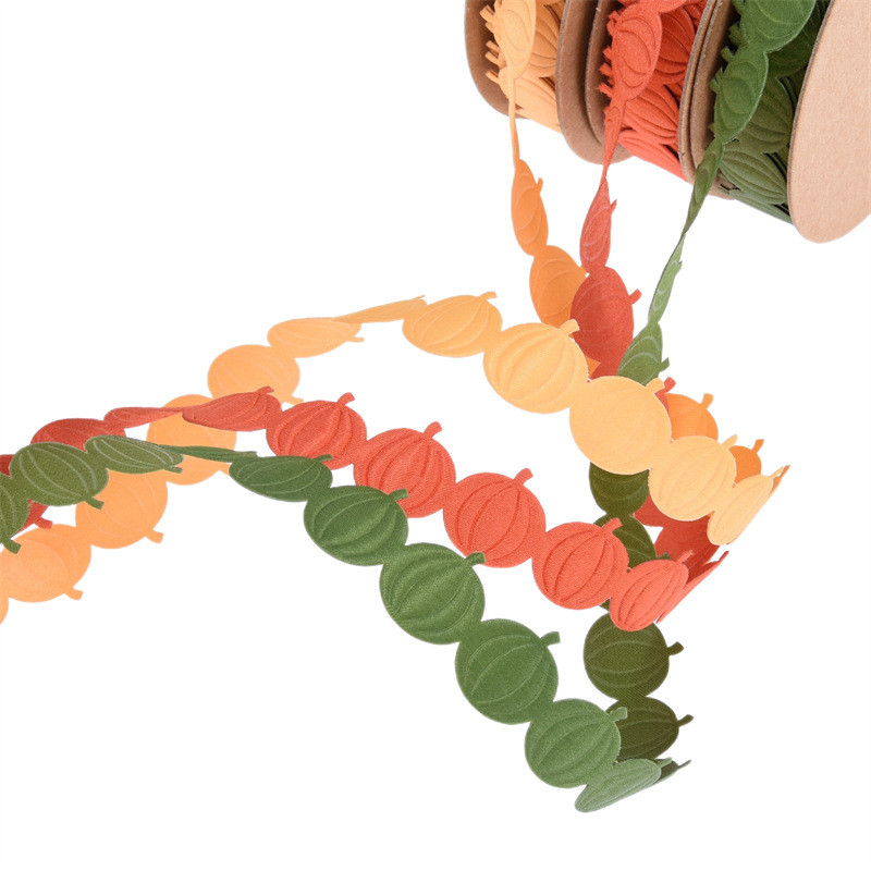 18mm*15y Ultrasonic Pumpkin Wired Ribbon For Halloween Decoration