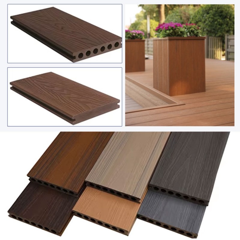Custom Interlock Wpc outdoor Decking 3D embossing wood grain Composite decking board China Wood Plastic texture Flooring