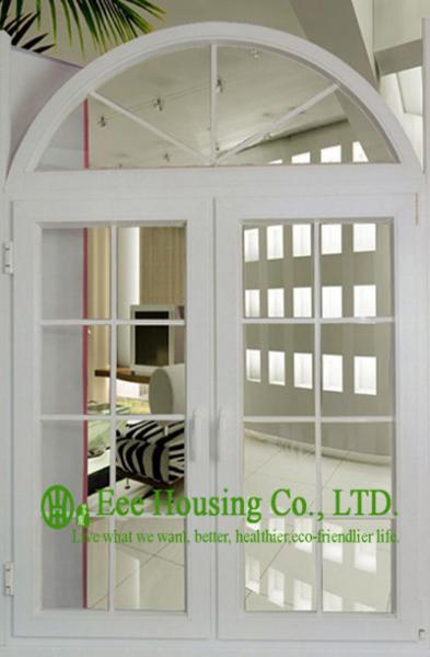 Grill designs Upvc Arch Window & Door For House / Apartment, White Color Pvc