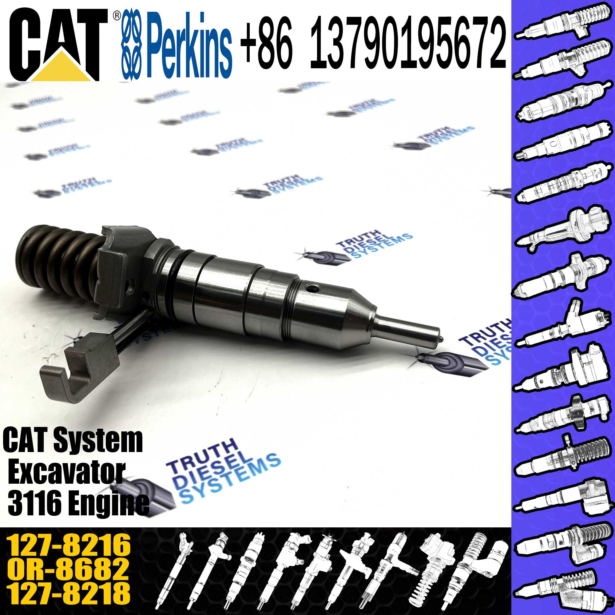Diesel Engine Fuel Injector Excavator Accessories Diesel Motor Parts 127-8216 for Caterpillar CAT 120H 322C 325B 928G
