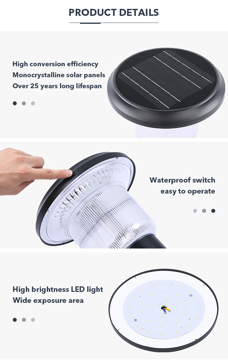 OEM ODM Solar Courtyard Light , Solar Led Pillar Lights Water Resistant
