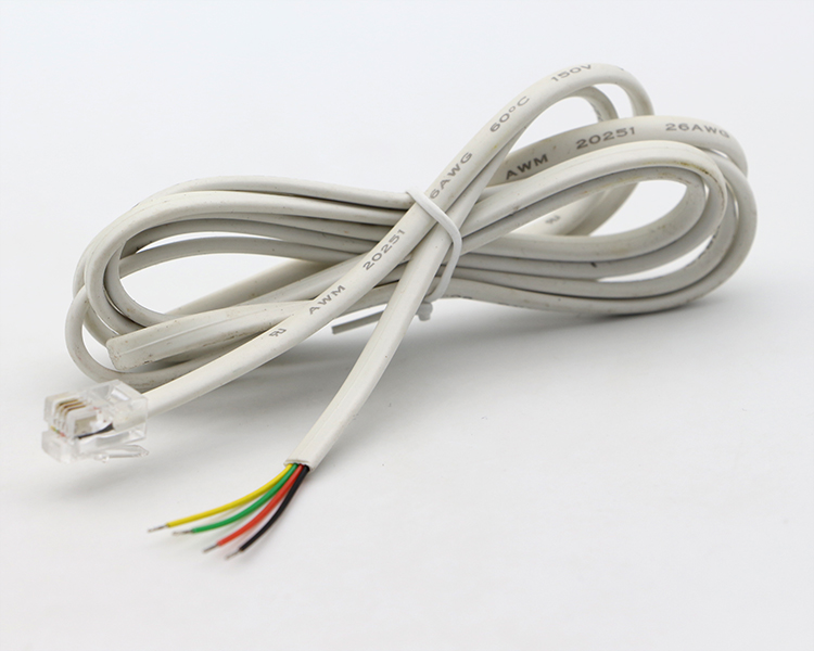 Customized 1m 2m 3m RJ9 RJ11 Male 4p4c to Stripped Tinned Wire Open End Cable