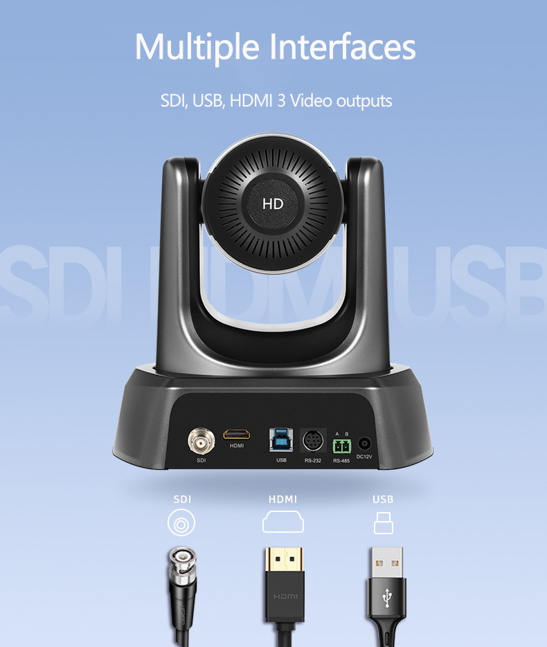 Tongveo Nv20A HD 1080P PTZ Conference Camera 20X Zoom USB Conference Cam HDMI and SDI Output Simultaneously for Big Meeting Rooms