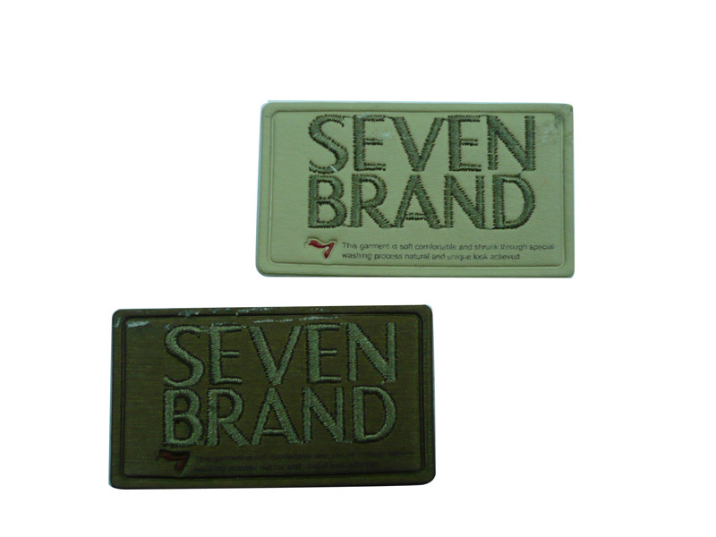 Custom White / Black Embossed Printing / Embroidered Bag Leather Labels / Patches