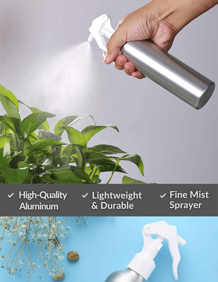 Silver Aluminum Pump Spray Bottle 100ml 200ml 300ml 400ml 500ml