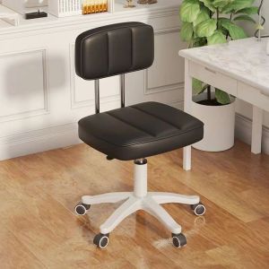 Adjustable Lifting Function Fabric Makeup Stool with Backrest and Revolving
