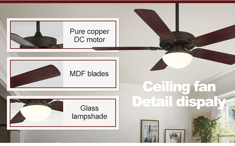Residential 52" LED Ceiling Fan with MDF Plastic Blades and Light