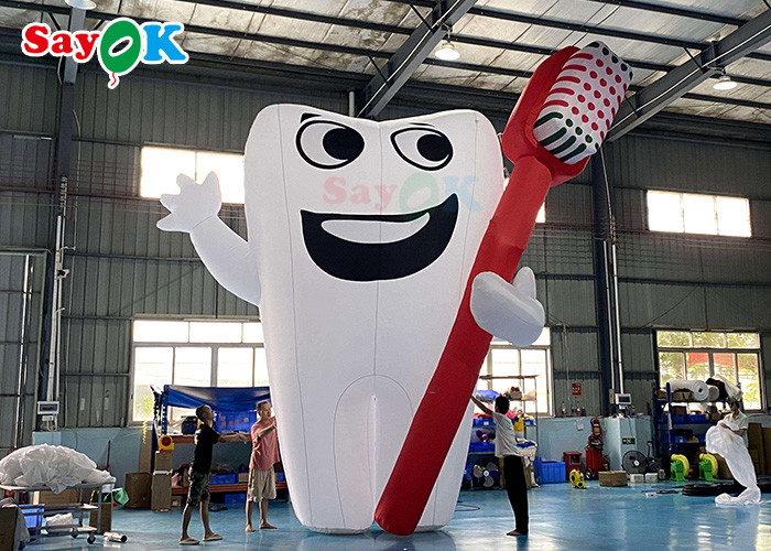 White 6m Inflatable Cartoon Characters Giant Teeth Promotion Products