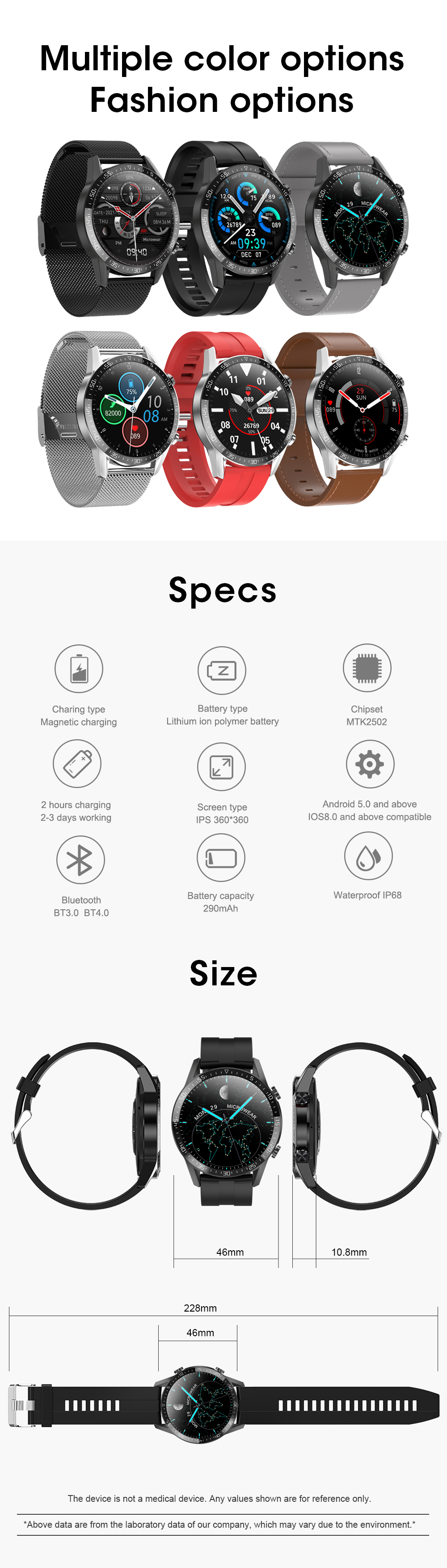 290mAh Full Touch Smartwatch For Adults Smart Wearable Silicone Watch