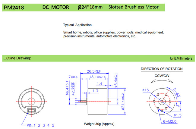 24mm bldc motor 12V 48V
