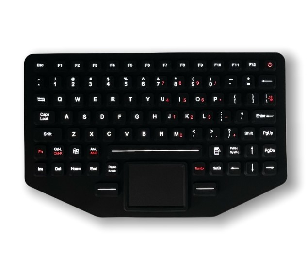 IP67 Waterproof dustproof Industrial Silicone Backlit Keyboard + TouchPad 390g USB Vehicle-use -40℃