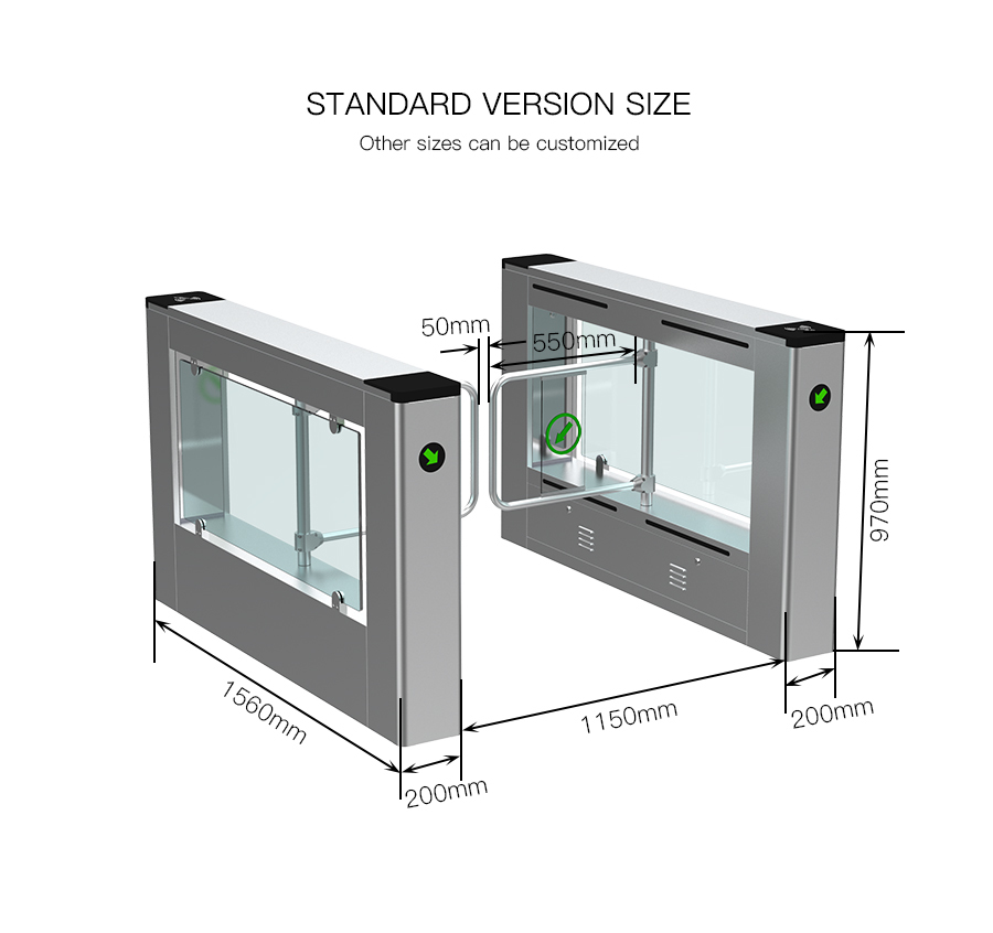HCW OEM Speed gate Turnstile Installation Stainless Steel Water Proof For Office Building