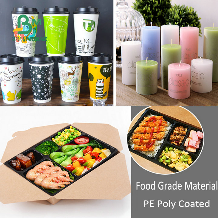 Single sided Glossy 40gsm 50gsm 80gsm kraft paper + 10gr 15gr PE poly coated 