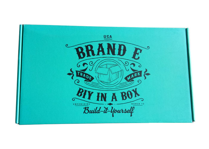Print Blue Paper Gift Box Ribbon / Foam Insert For Shoes Packaging