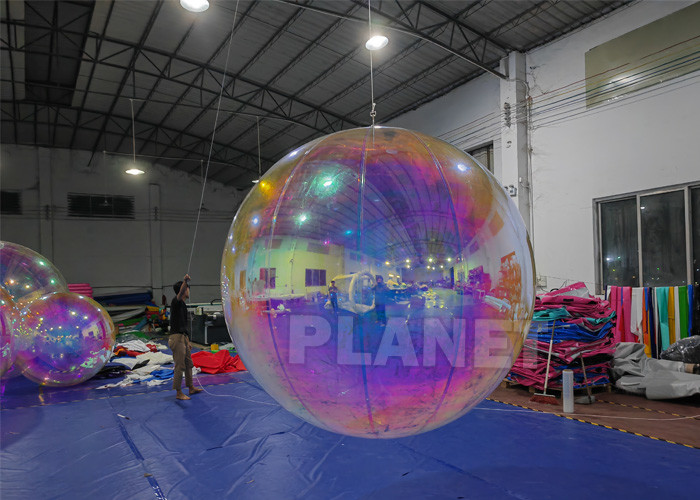 Shinny Floating PVC Iridescent Clear Sphere Mirror Balloon Holographic Rainbow Reflective Inflatable Mirror Ball