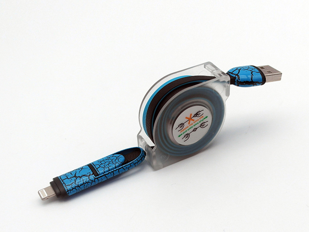 Leather USB Extension Cable TPE Material 2 In 1 Cord For Smartphone Durable