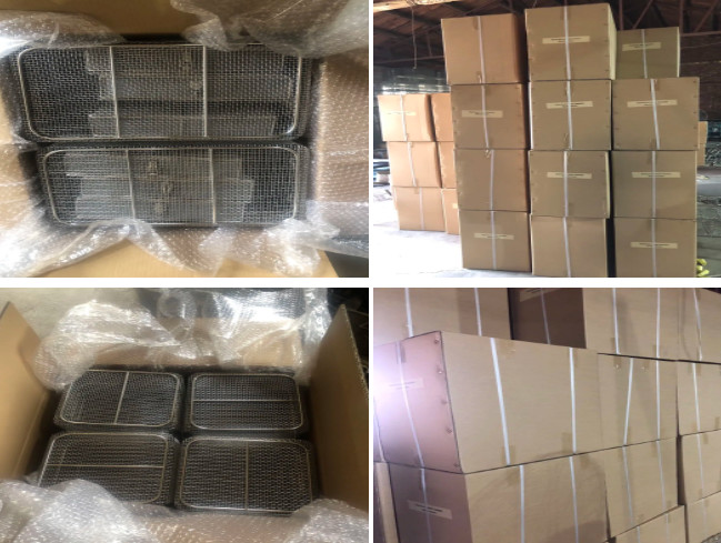 316 Stainless Steel Wire Mesh Basket Rectangle Shape ISO9001 Certificate