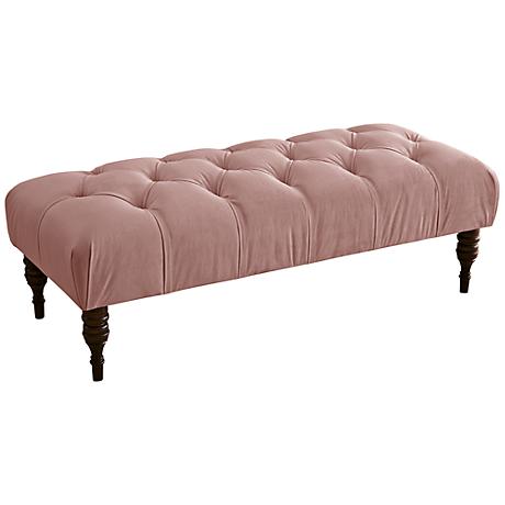 Indoor Ottoman Bench Upholstered Velvet Pink Red Green