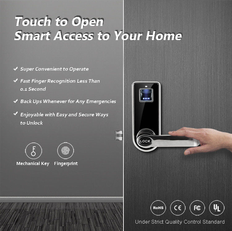 Multi Color Keyless Biometric Fingerprint Door Lock Quick Recognition